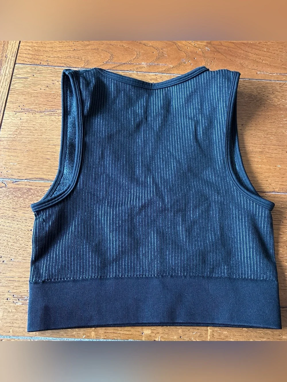 aerie Ribbed V-Neck Crop Tank - Black
